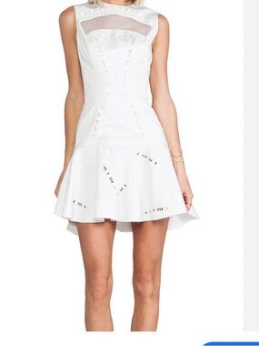Robert Rodriguez White Kubs Embroidered Eyelet Fit-and-Flare Dress size 8